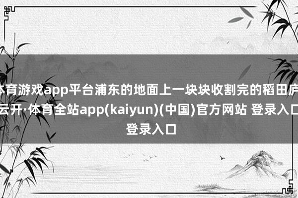 体育游戏app平台浦东的地面上一块块收割完的稻田庐-云开·体育全站app(kaiyun)(中国)官方网站 登录入口