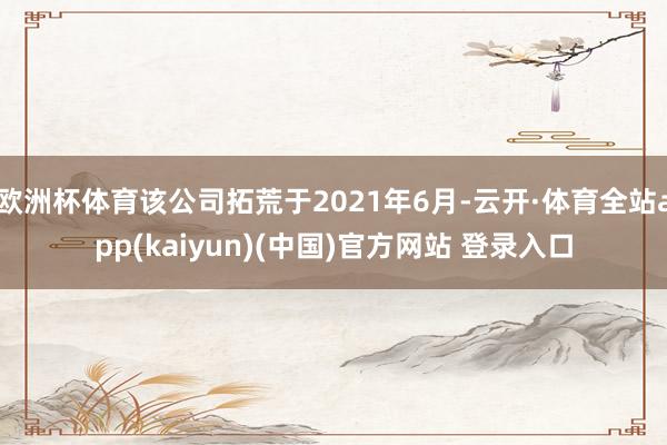 欧洲杯体育该公司拓荒于2021年6月-云开·体育全站app(kaiyun)(中国)官方网站 登录入口