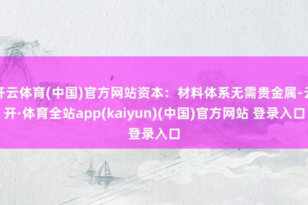 开云体育(中国)官方网站资本：材料体系无需贵金属-云开·体育全站app(kaiyun)(中国)官方网站 登录入口